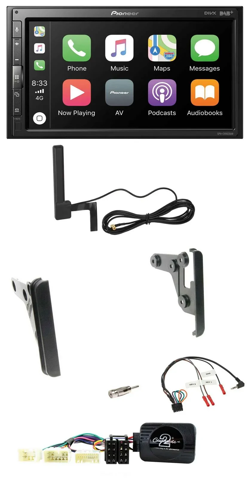 Автомагнитола Pioneer 2DIN, USB, Bluetooth, DAB, для Toyota RAV4 2001–2005