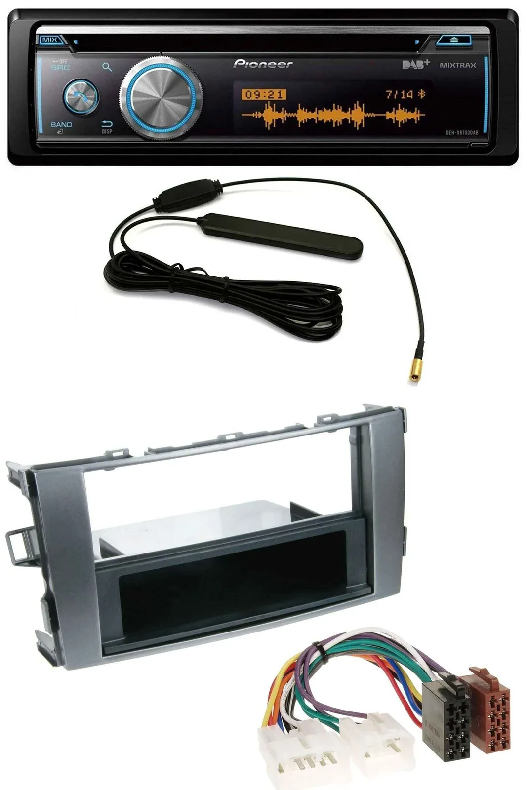 Автомагнитола для Toyota Auris 2007–2012 Pioneer CD, USB, Bluetooth, DAB, MP3 антрацитово-серый