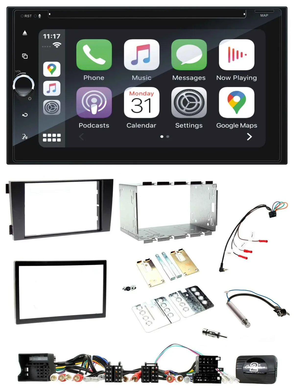 Автомагнитола Blaupunkt 2DIN, DAB, Bluetooth, USB, навигация, управление с руля, TMC для Audi A6 C5 2001-2004