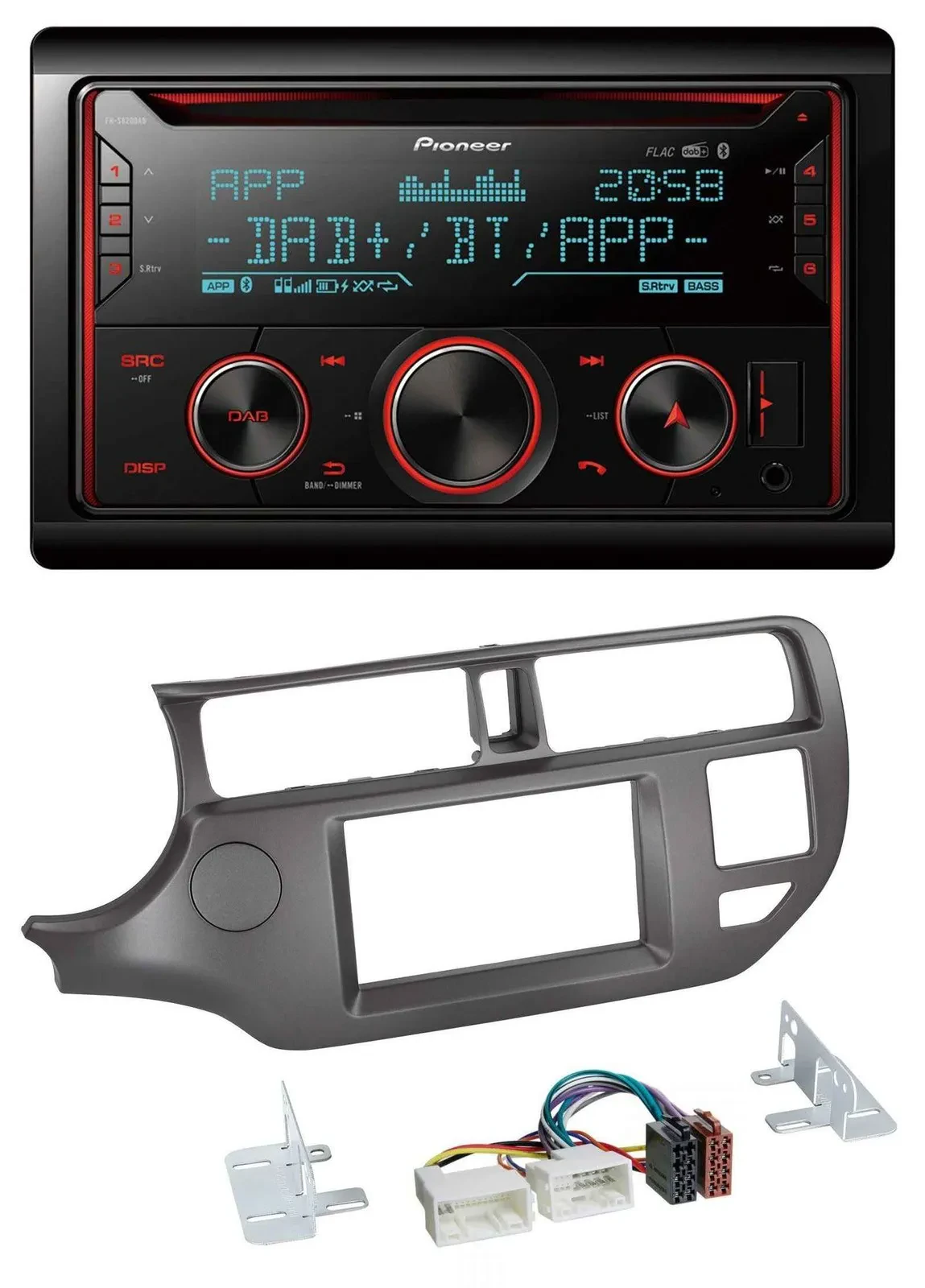 Автомагнитола Pioneer 2-DIN DAB Bluetooth USB CD для Kia Rio UB (2011–2014), антрацит