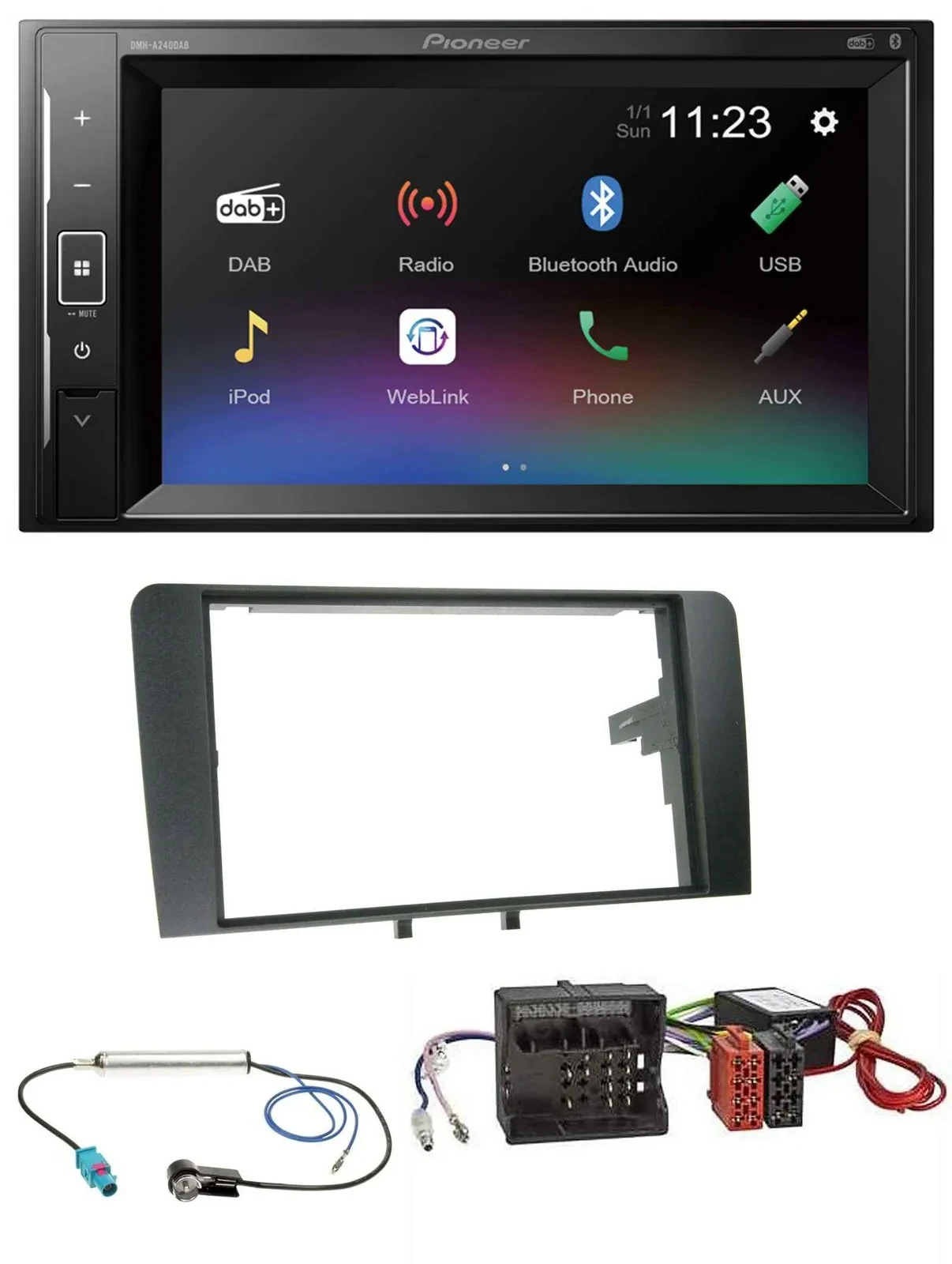 Pioneer DAB MP3 2DIN Bluetooth USB Autoradio für Audi A3 8P 2003-2012 Aktivsyste