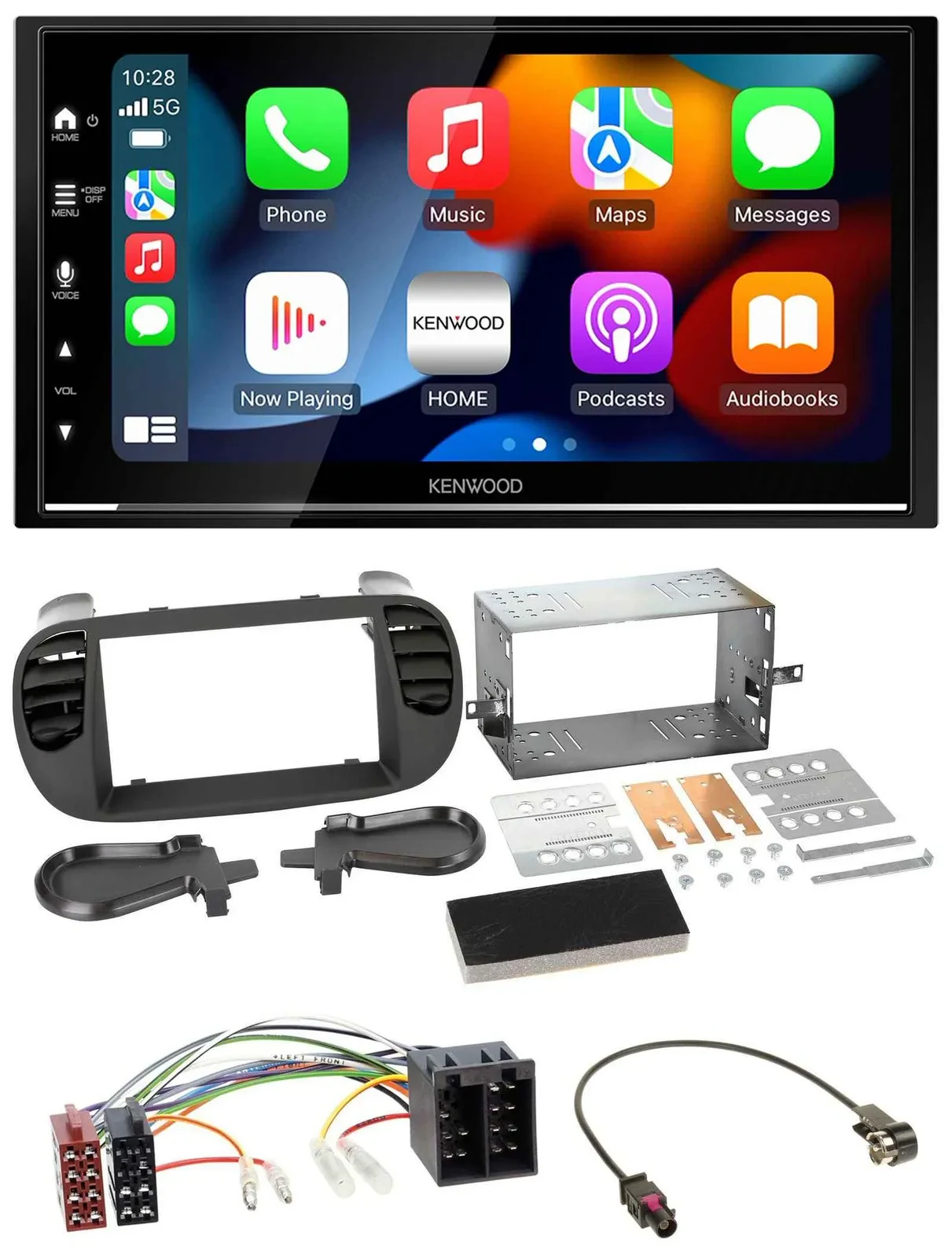 Kenwood DAB USB Bluetooth 2DIN MP3 Autoradio für Fiat 500 ISO ab 12 soft touch