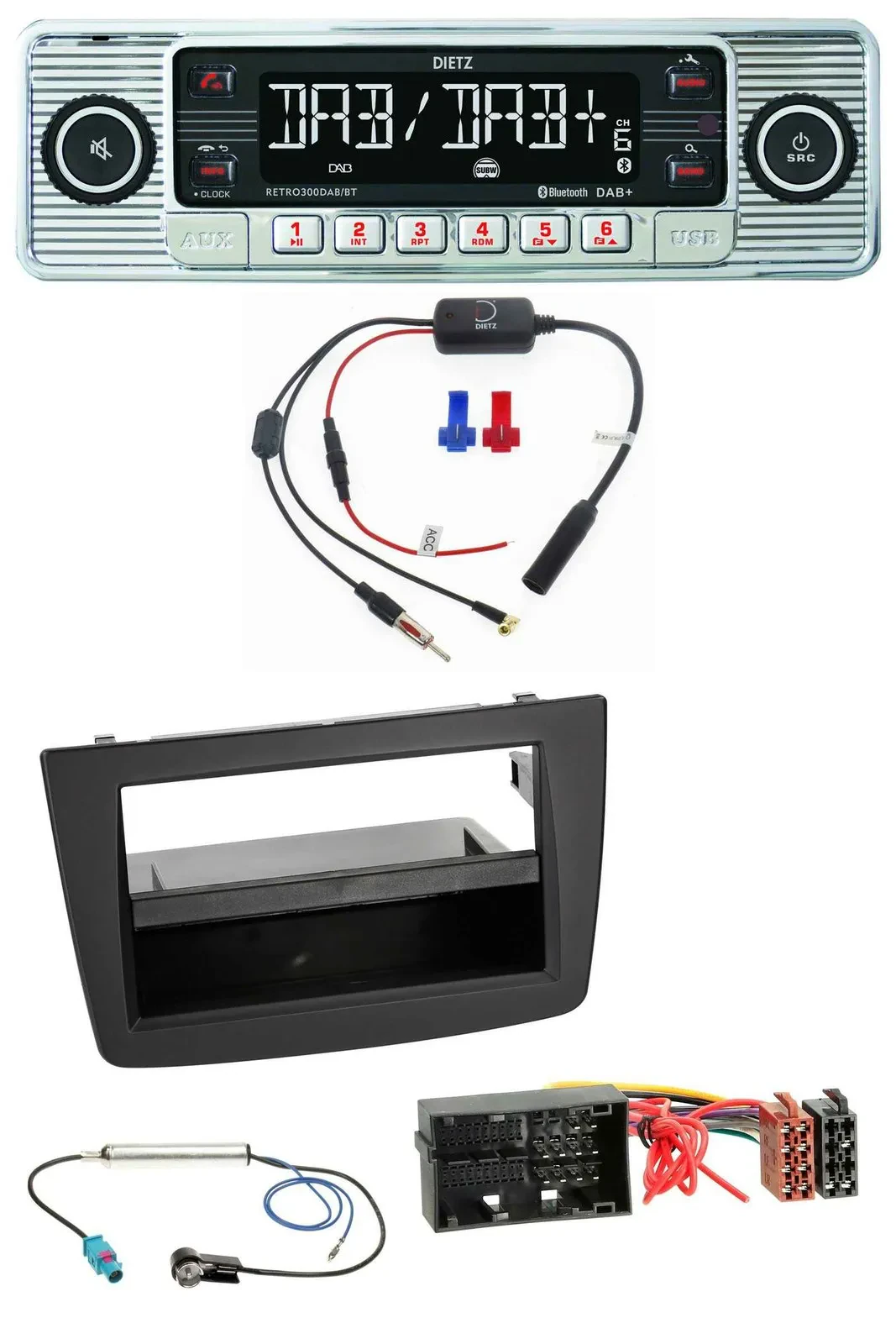 Dietz DAB USB MP3 Bluetooth Autoradio für Alfa Romeo Mito 955 ab 14 schwarz