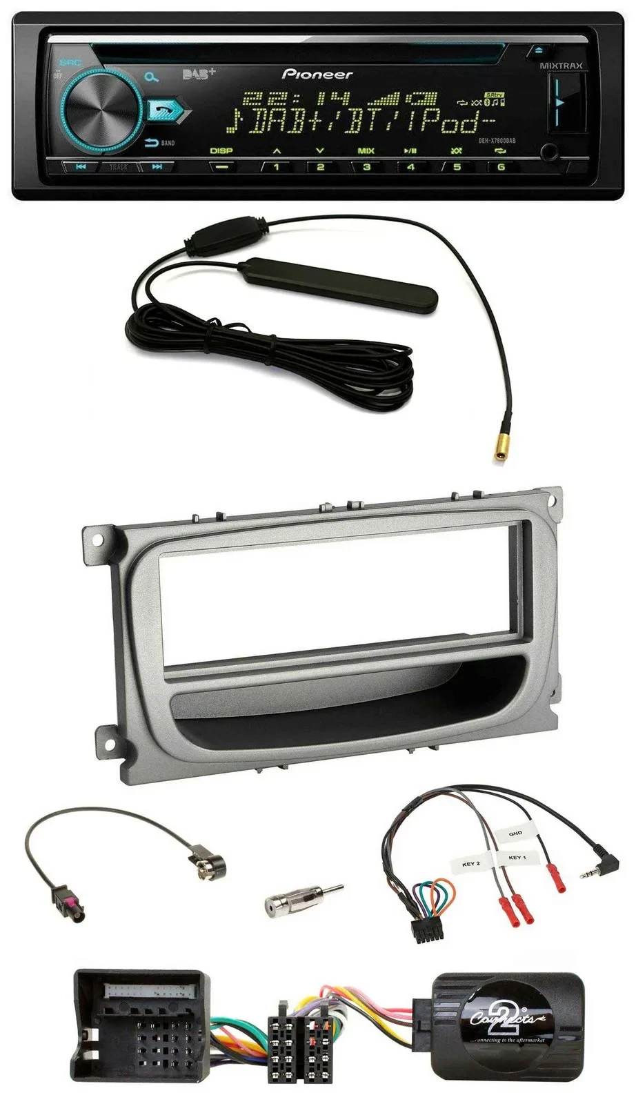 Pioneer CD MP3 Lenkrad DAB USB Autoradio für Ford C-Max Focus Galaxy ab 07 silbe