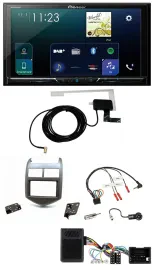 Автомагнитола для Chevrolet Aveo Pioneer 2DIN, DAB, Bluetooth, USB, поддержка управления с руля, тёмный