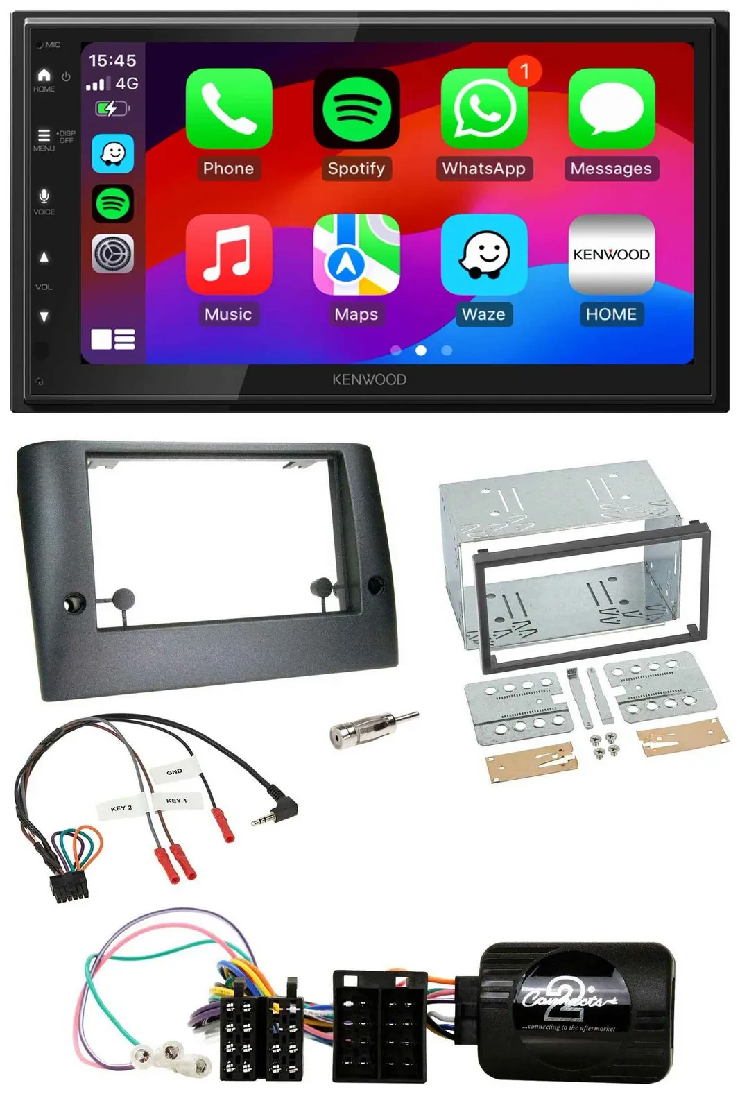 Kenwood Lenkrad USB DAB 2DIN Bluetooth Autoradio für Fiat Stilo 2005-2007