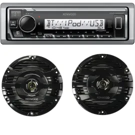 Kenwood KMR-M332BT Marine Receiver + 6.5" Marine Coaxial Speakers