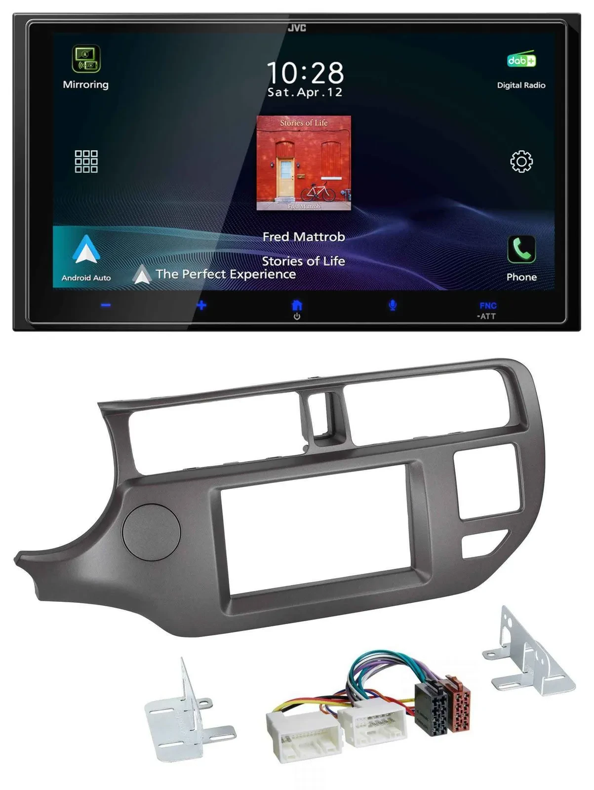 JVC USB Bluetooth 2DIN DAB MP3 Autoradio für Kia Rio UB 11-14 anthrazit