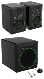 Pair Mackie CR3.5 3.5" Powered Studio Monitors Speakers w/ Tone Control+8" Sub
