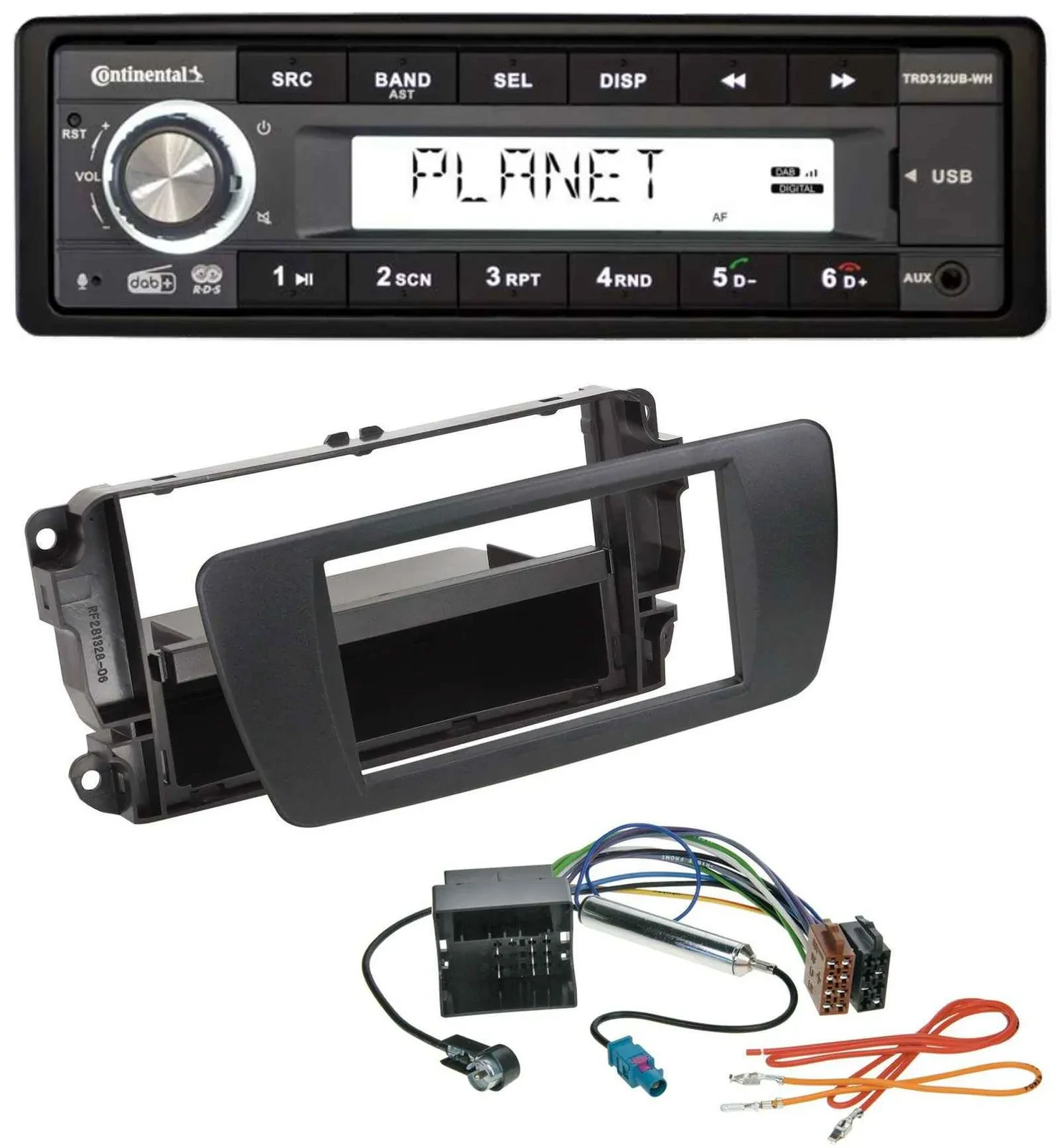 Continental USB 1DIN AUX DAB MP3 Autoradio für Seat Ibiza 6J ab 08 nitschwarz AN