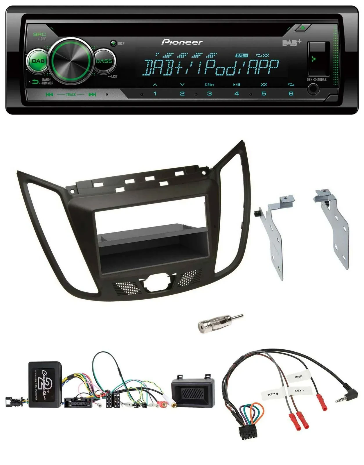 Автомагнитола Pioneer CD/USB/MP3, DAB, для Ford C‑Max/Kuga, с управлением с руля, коричневый