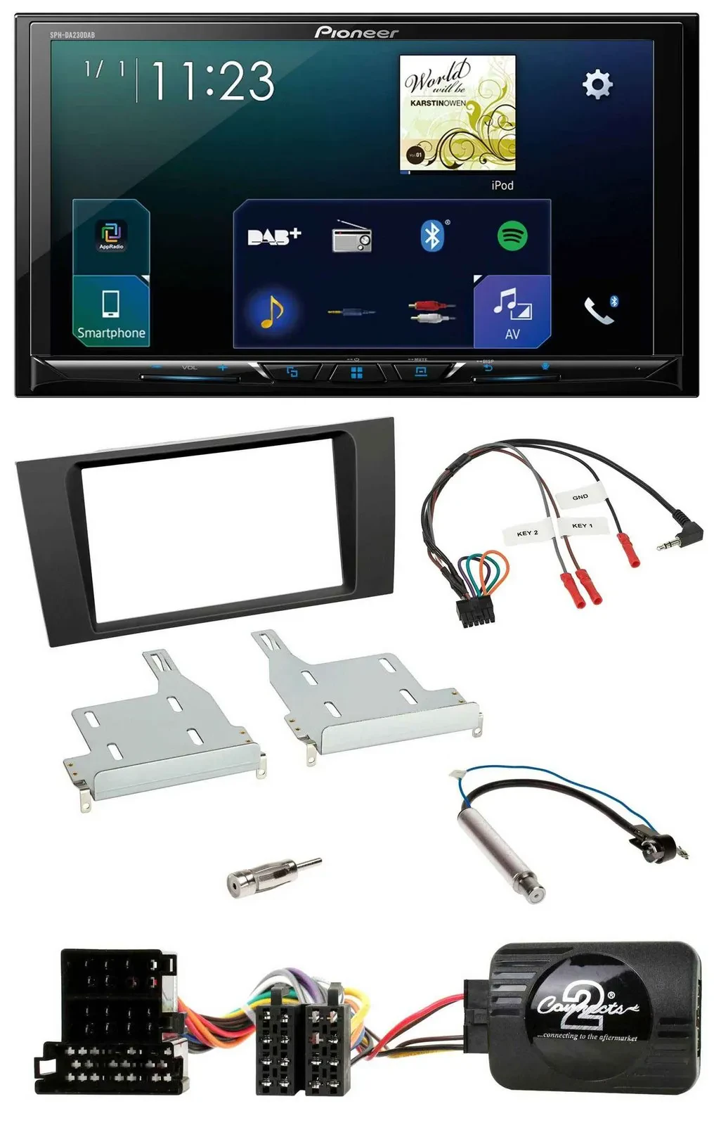 Pioneer Lenkrad Bluetooth USB 2DIN DAB Autoradio für Audi A4 1999-2001