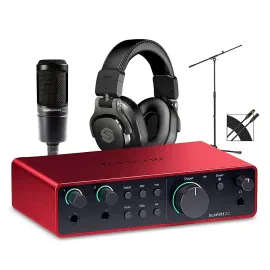 Focusrite Scarlett 2i2 Gen 4 - AT Mic/Sterling Headphone/Stand/Cable Package