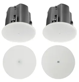 2 JBL Control 414C/T 4" Commercial 70v/8ohm Ceiling Speakers+Round White Grilles