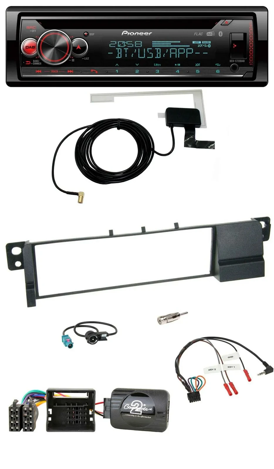 Автомагнитола Pioneer DAB CD USB Bluetooth для BMW 3 Series E46 2001–2007 Quadlock, поддержка управления на руле