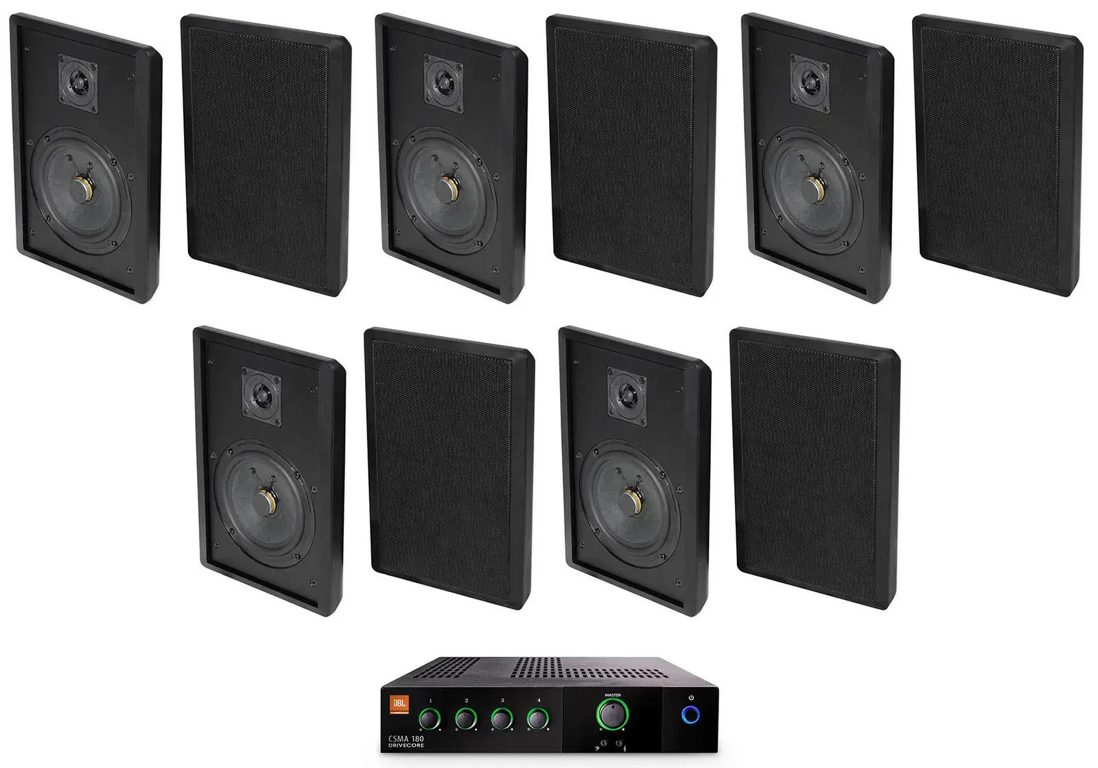 Настенная акустика JBL Rock Slim 70B Black с усилителем (10 штук)