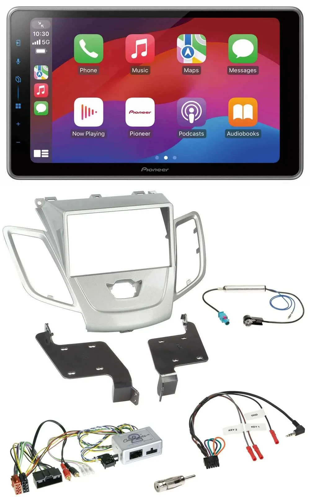 Pioneer Lenkrad USB DAB Bluetooth 2DIN Autoradio für Ford Fiesta 2010-2017 silbe