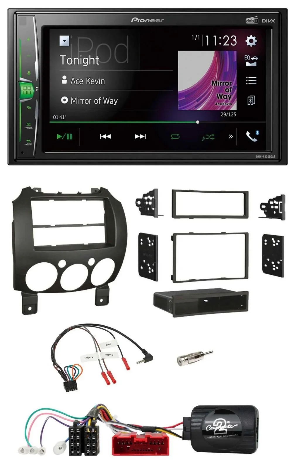 Pioneer 2DIN Lenkrad DAB USB Bluetooth Autoradio für Mazda 2 2007-2014