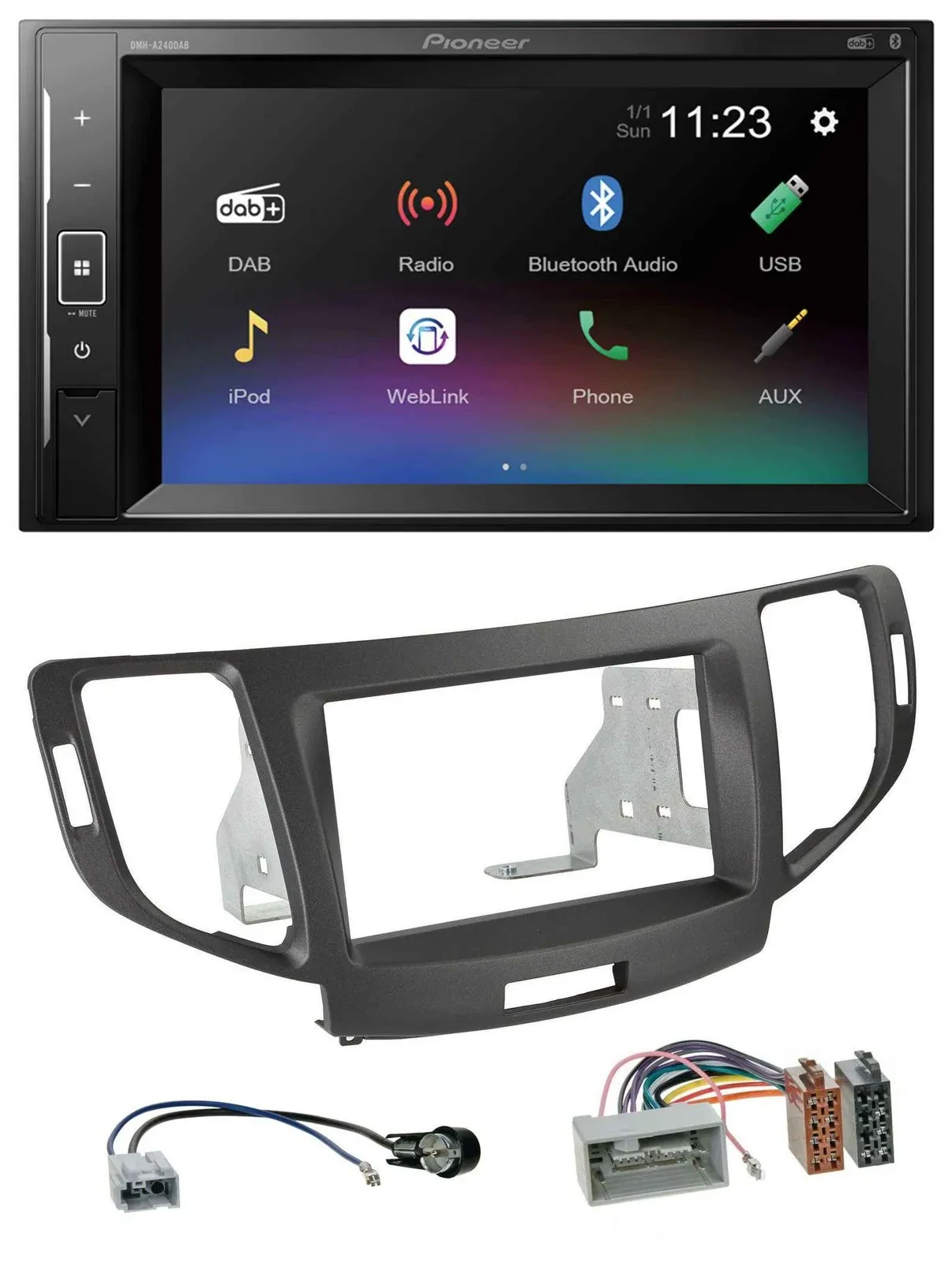Pioneer DAB MP3 2DIN Bluetooth USB Autoradio für Honda Accord ab 11 anthrazit