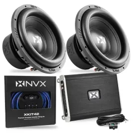 NVX YSW124 12" Subwoofer +  Monoblock Car Amplifier with Wiring Kit
