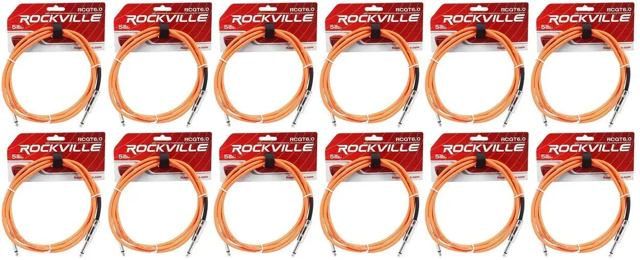 Инструментальный кабель Rockville RCGT6.0O Orange 1.8 м (12 штук)