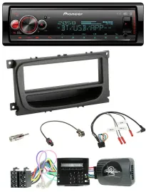 Автомагнитола для Ford Mondeo, S-Max (2007–2014) Pioneer Bluetooth, USB, DAB, черный