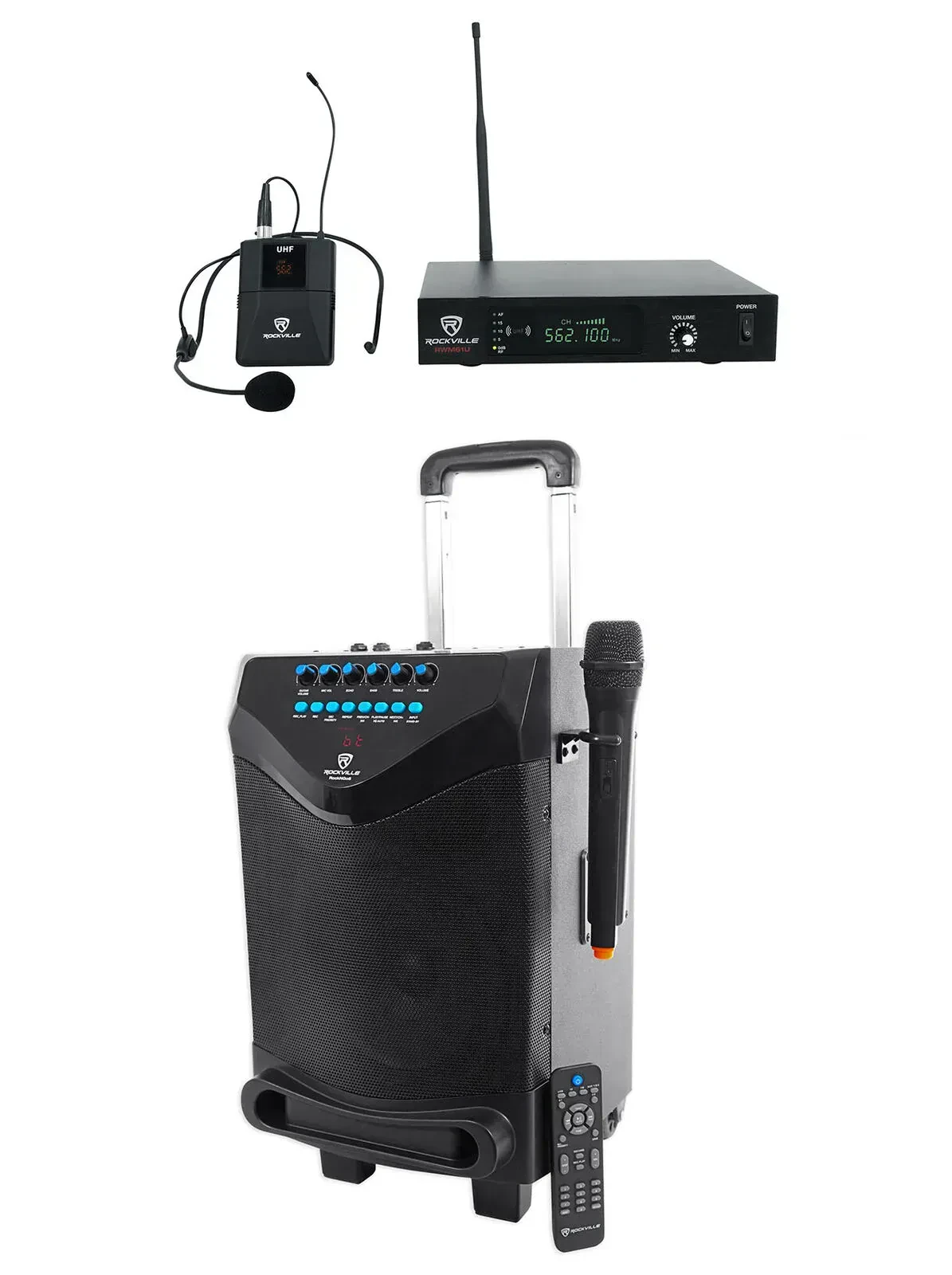 Портативная акустическая система Rockville RockNGo 8 v2 с микрофонной радиосистемой