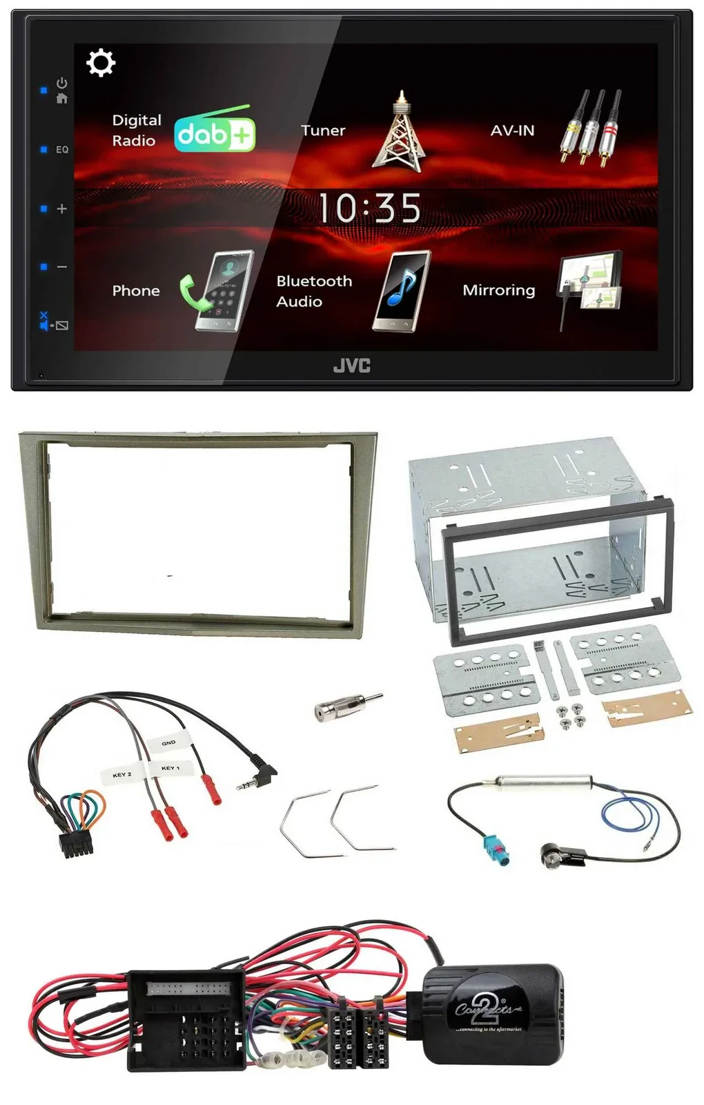 JVC USB Bluetooth Lenkrad DAB 2DIN Autoradio für Opel Corsa D satin-stone 09-14