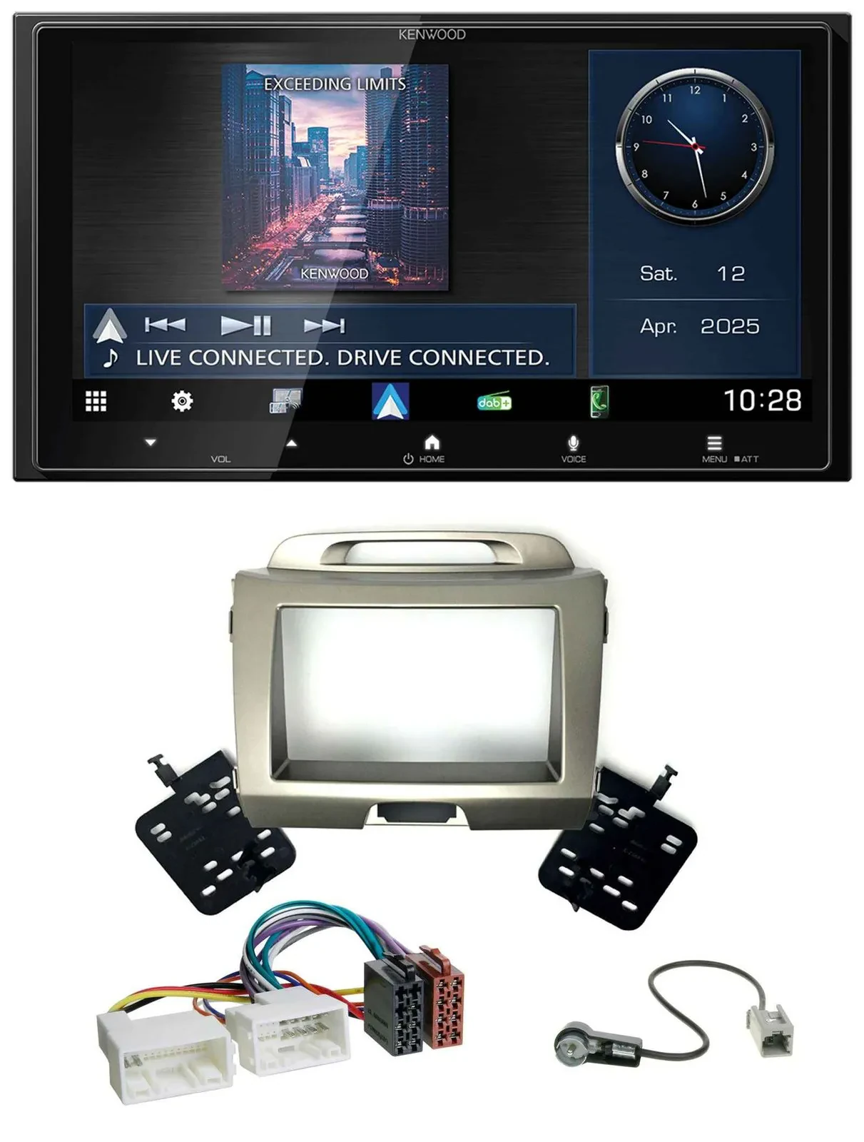 Kenwood Bluetooth 2DIN USB DAB MP3 Autoradio für Kia Sportage 3 SL 10-15 silber