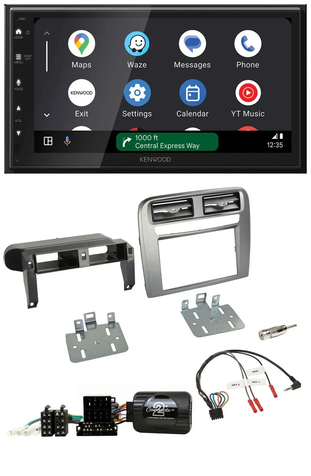 Kenwood DAB Bluetooth USB Lenkrad 2DIN Autoradio für Fiat Grande Punto anthrazit
