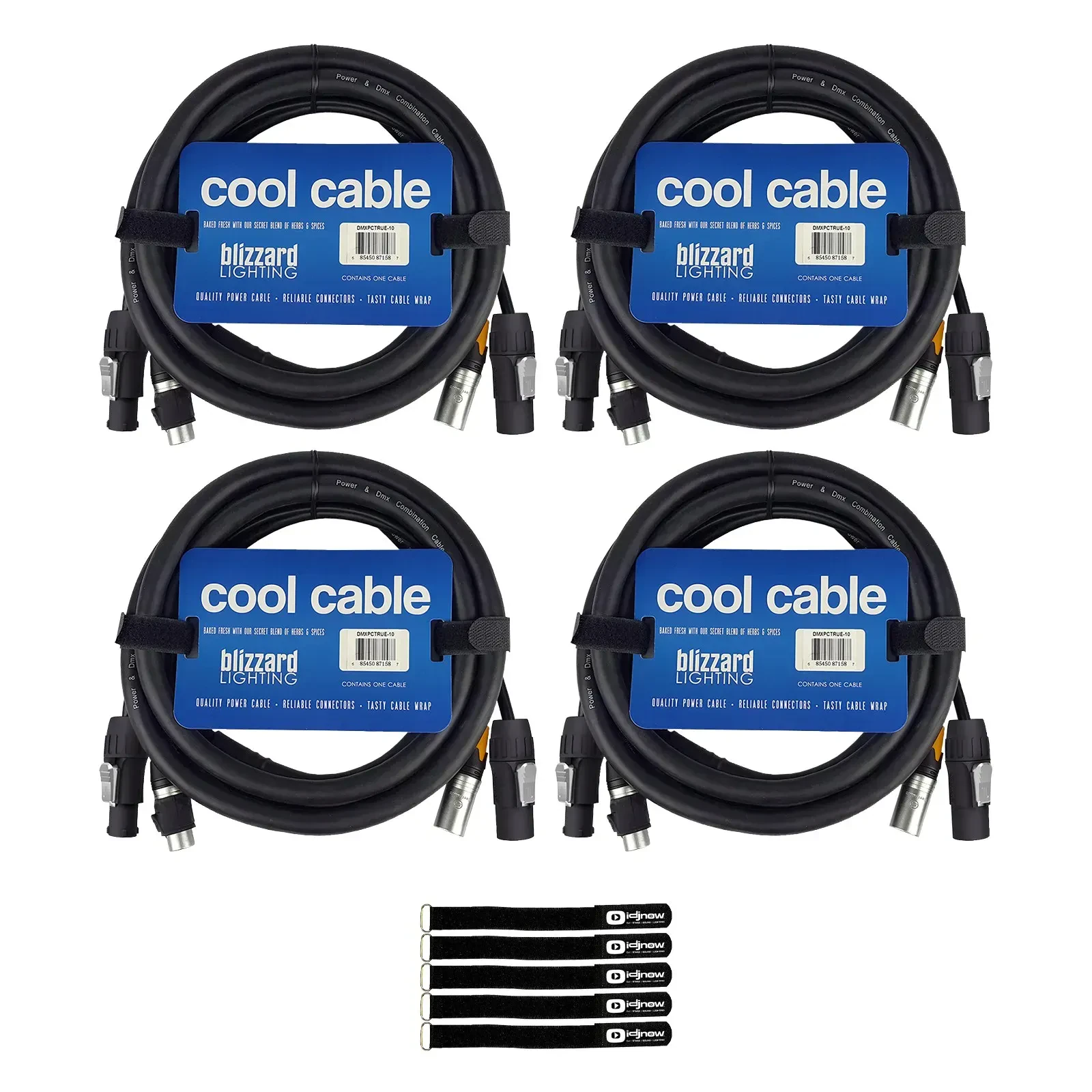 Сетевой кабель Blizzard DMXPCT-10 Combo Black 3 м со стяжками (4 штуки)