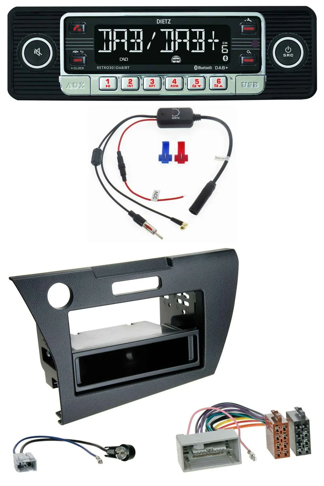 Dietz MP3 DAB Bluetooth USB Autoradio für Honda CR-Z (ZF1, ab 2010)