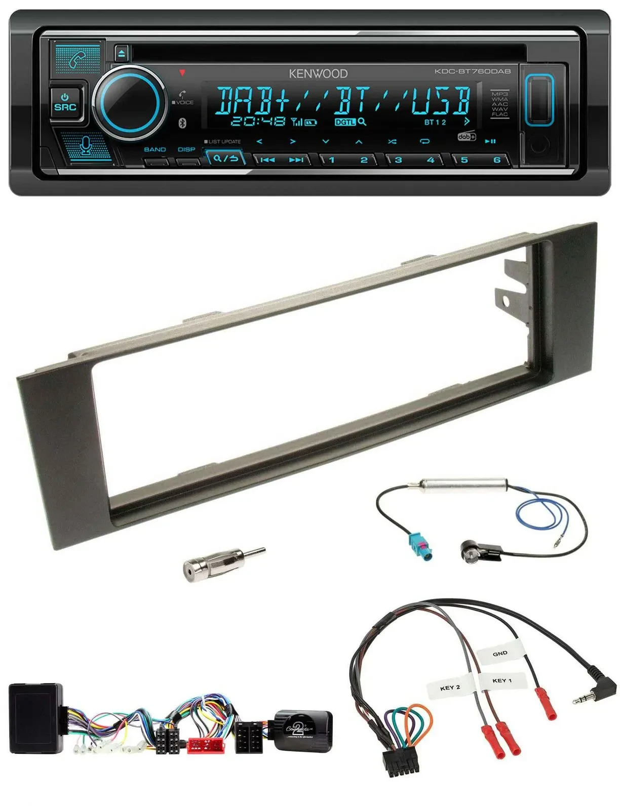 Kenwood Lenkrad Bluetooth DAB USB CD Autoradio für Audi A3 03-06 vollaktiv