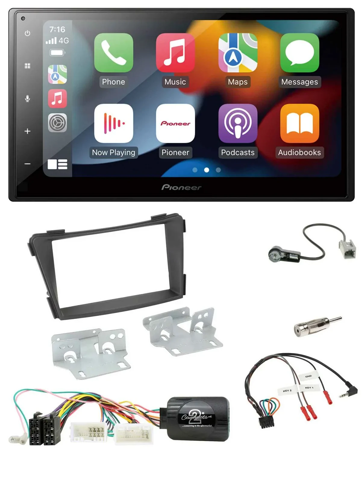 Автомагнитола для Hyundai i40 Pioneer 2 DIN, DAB, Bluetooth, USB, чёрная, с поддержкой кнопок на руле (с 2011 г.)