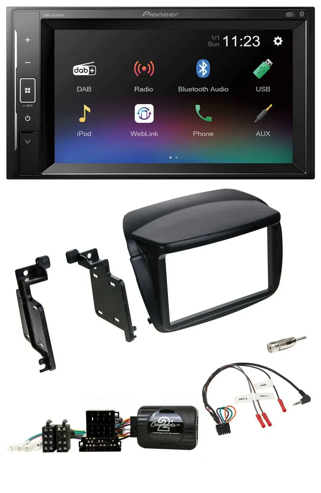 Автомагнитола Pioneer 2DIN DAB Bluetooth USB для Fiat Doblo (с 2010) и Opel Combo