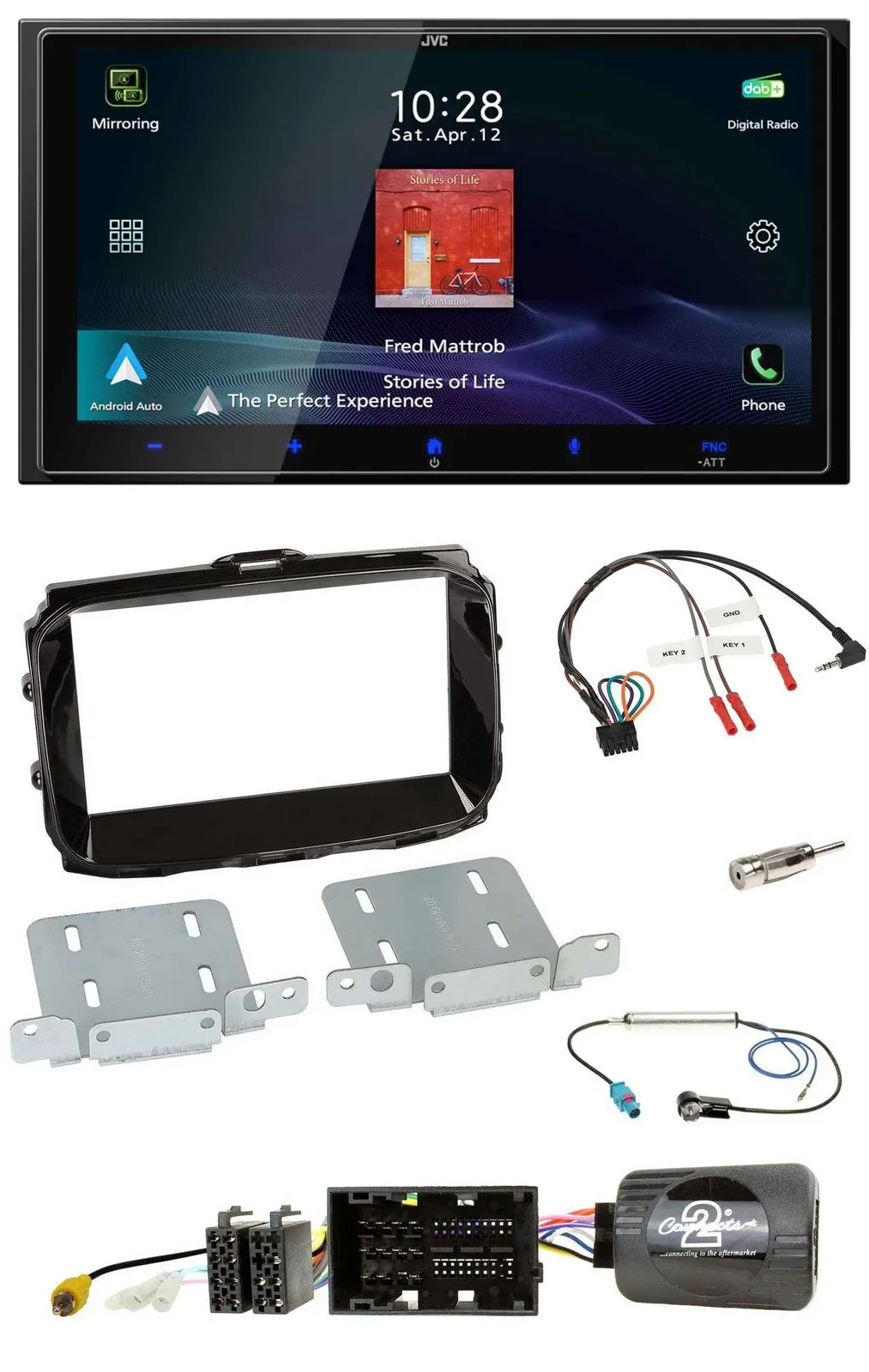 JVC USB Bluetooth 2DIN DAB Lenkrad Autoradio für Alfa Giulietta 2014-2021 piano