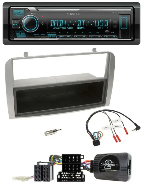 Kenwood Bluetooth Lenkrad DAB USB Autoradio für Alfa GT 147 07-10 silber Ablagef