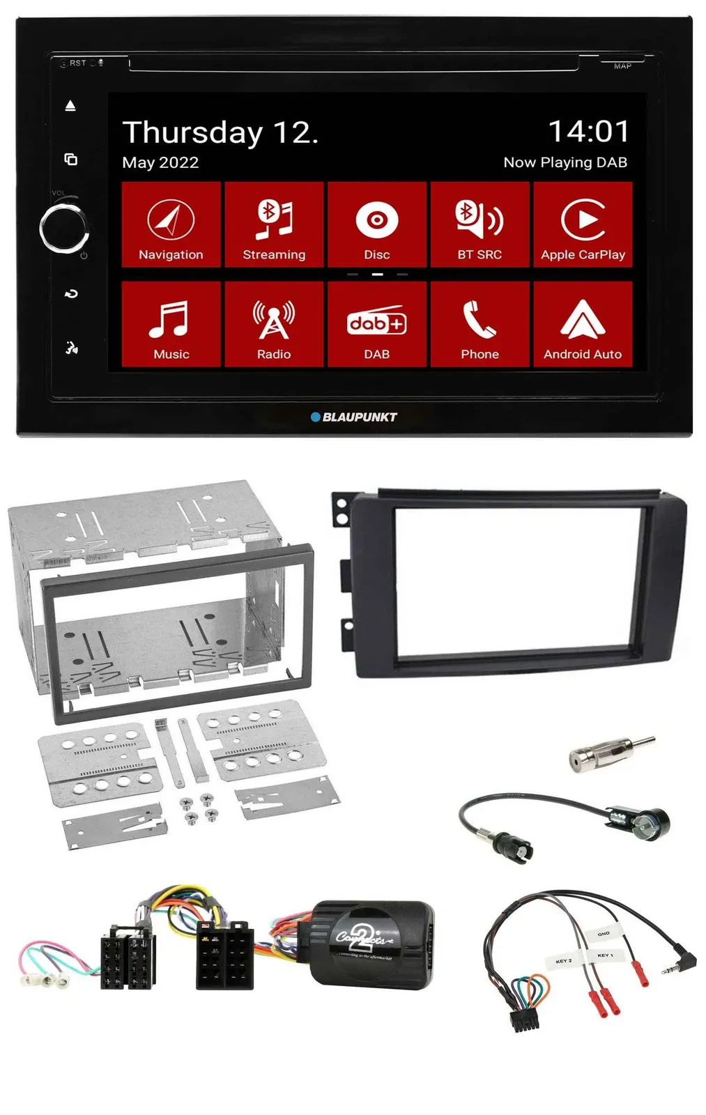 Blaupunkt Lenkrad DVD Bluetooth DAB 2DIN USB Autoradio für Smart ForFour 2004-20