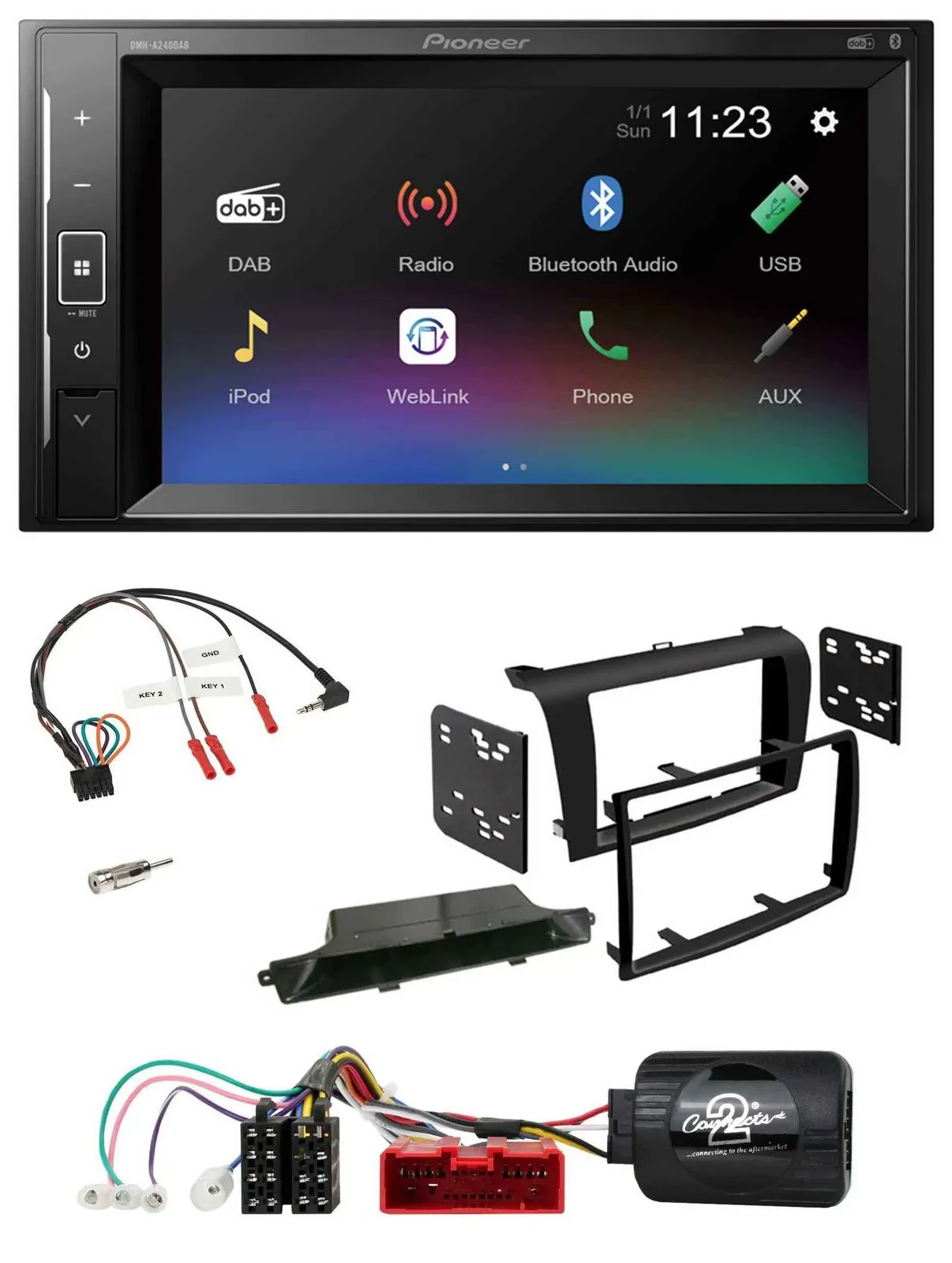 Автомагнитола для Mazda 3 (2003–2009) Pioneer 2DIN DAB, Bluetooth, USB, поддержка управления с руля, черный