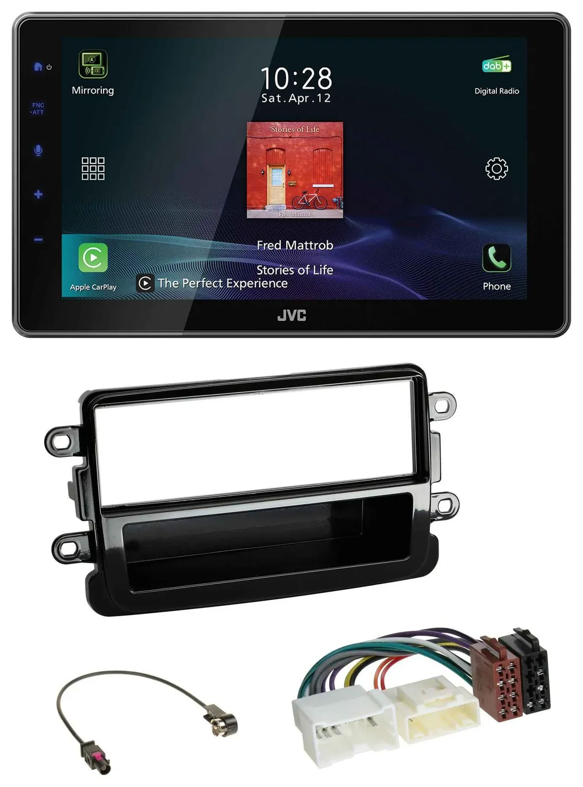 JVC DAB MP3 Bluetooth USB Autoradio für Dacia Lodgy Dokker Duster Sandero- piano
