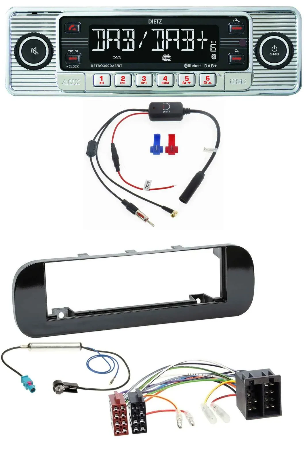 Dietz DAB USB MP3 Bluetooth Autoradio für Fiat Panda (ab 2012) - glänzend