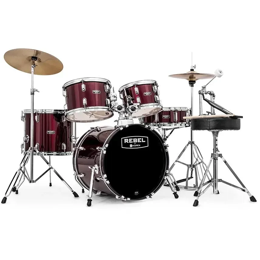 Mapex RB5844FTCYB Rebel 5 Piece DARK RED Drum Kit w/Cymbals, Throne + Hardware