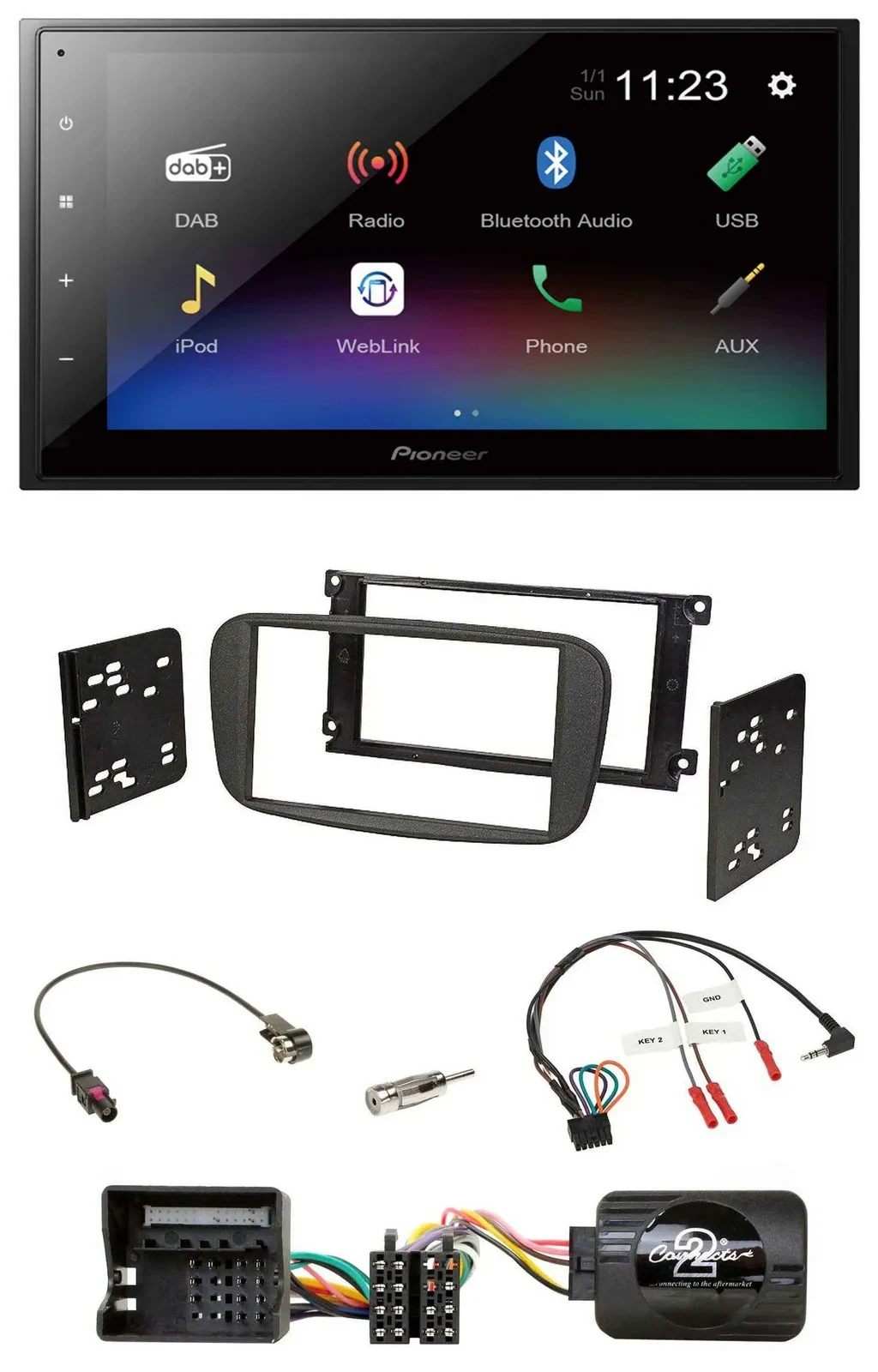Pioneer USB Bluetooth DAB 2DIN Lenkrad Autoradio für Ford Galaxy Focus C-Max ab