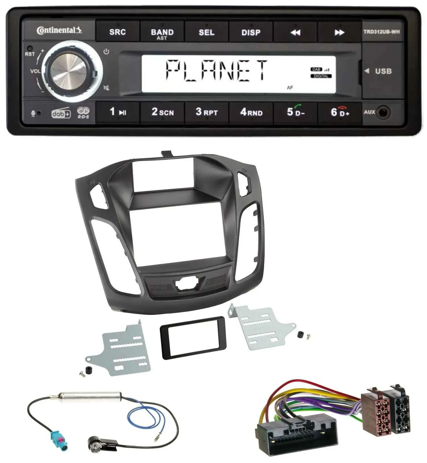 Continental USB 1DIN AUX DAB MP3 Autoradio für Ford Focus (DYB, 2011-2014)