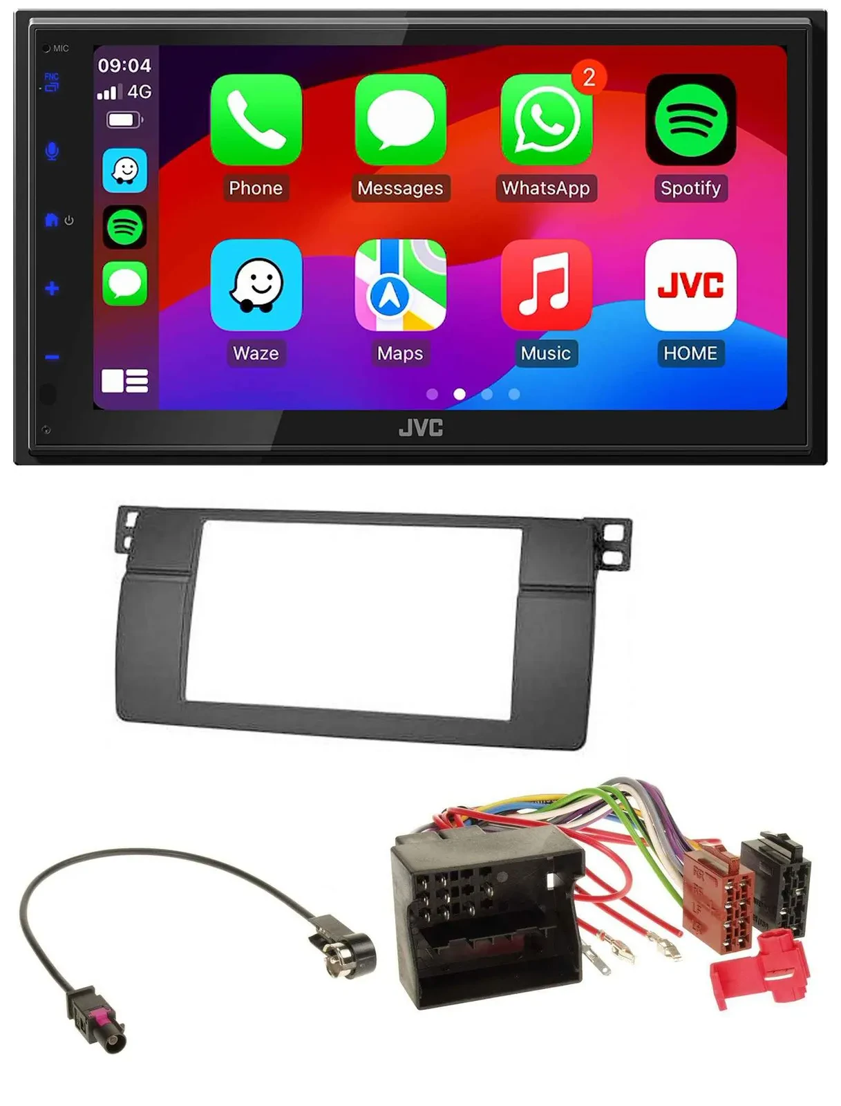 JVC Bluetooth USB MP3 2DIN DAB Autoradio für BMW 3er E46 Profiversion großem Nav