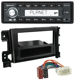 Continental MP3 AUX USB DAB 1DIN Autoradio für Suzuki Gran Vitara (ab 2005)