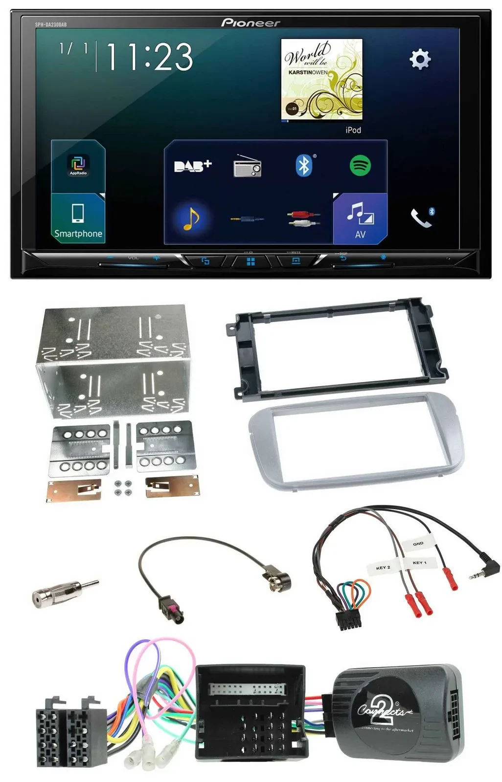 Pioneer Lenkrad Bluetooth USB 2DIN DAB Autoradio für Ford Galaxy C-Max Focus sil