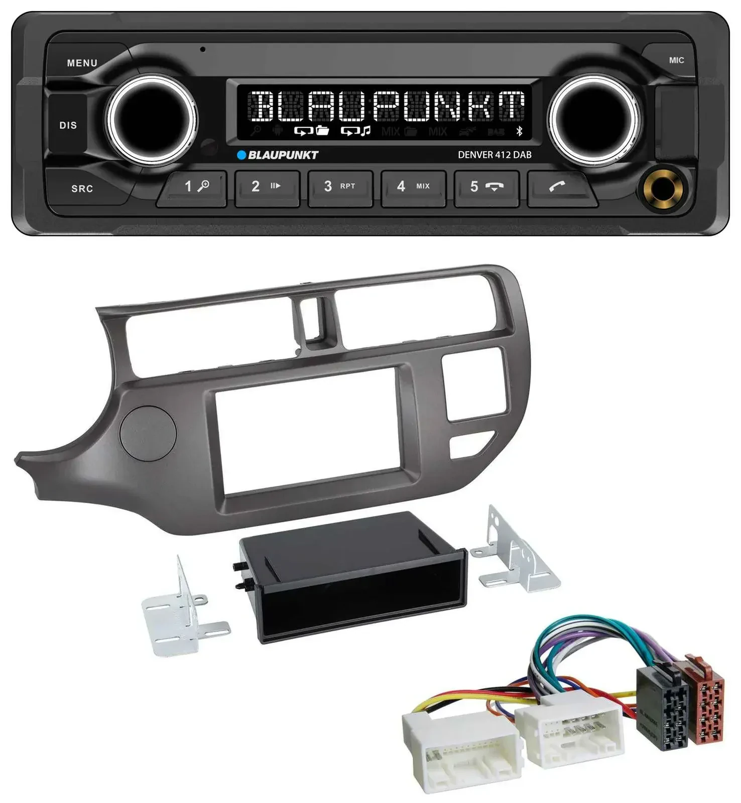 Blaupunkt Bluetooth DAB MP3 USB Autoradio für Kia Rio UB 2011-2014 anthrazit