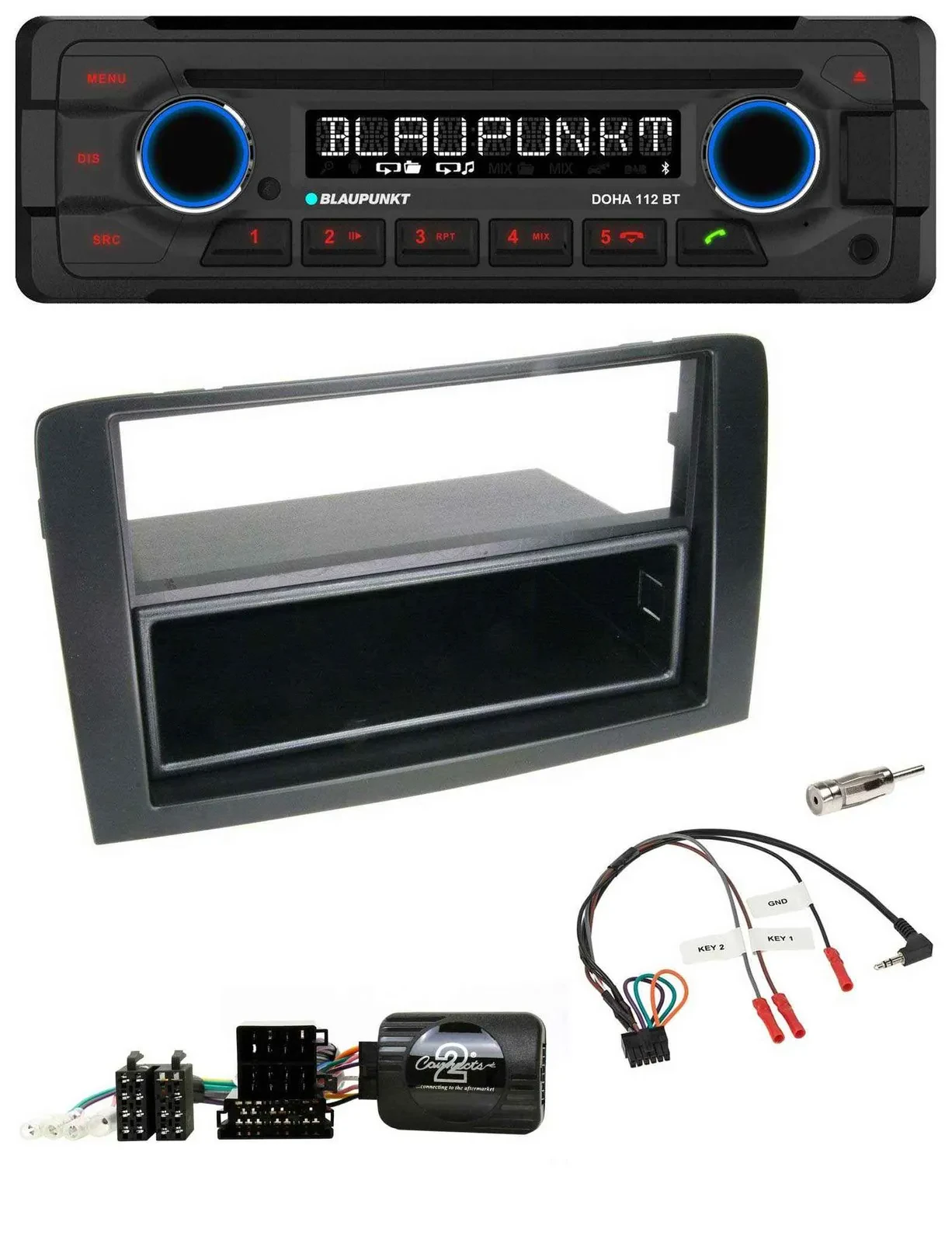 Автомагнитола Blaupunkt CD/MP3, Bluetooth, USB, для Fiat Idea 2006–2012, черная