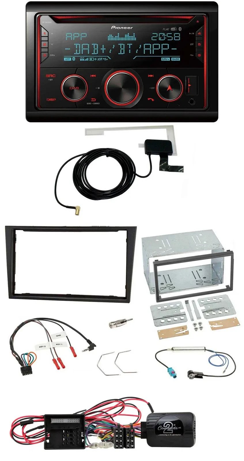 Автомагнитола Pioneer для Opel Corsa D 2DIN DAB USB CD Bluetooth, поддержка кнопок на руле, черный